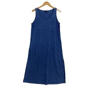 Purejill Indigo Shift Dress Women’s Petite Medium Blue Sleeveless with Pockets